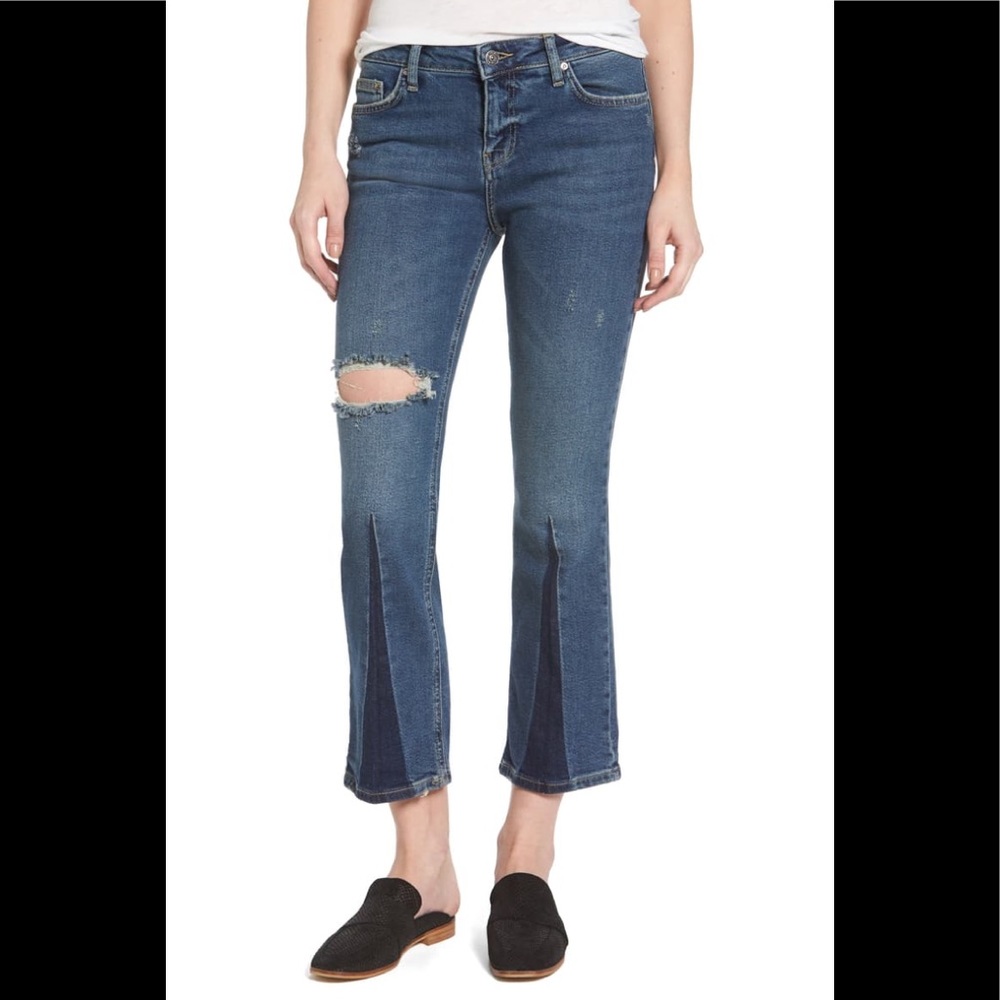 NWT free people color block crop jeans